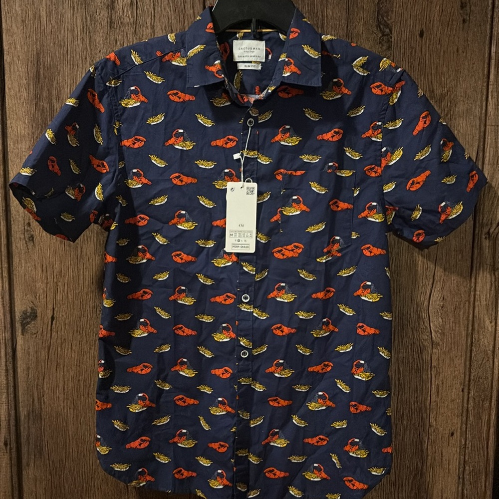 NWT Cactus Man Ricky Singh slim fit poplin short-sleeved button down size medium - Picture 4 of 8